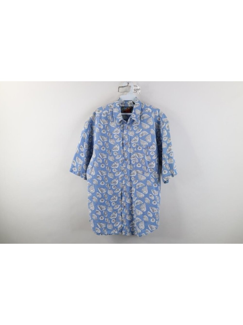 Vintage 90s Streetwear Mens Medium Faded Nautical Shell Beach Surf Button Shirt